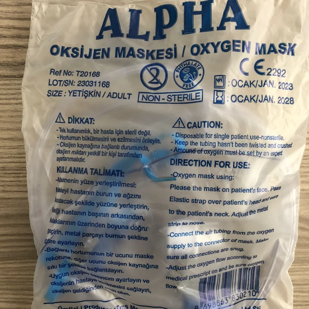 ALPHA oxygen mask packaging